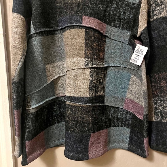 🏷️ talk of the walk • multicolor patchwork rolled mock neck tunic sweater - Picture 11 of 16